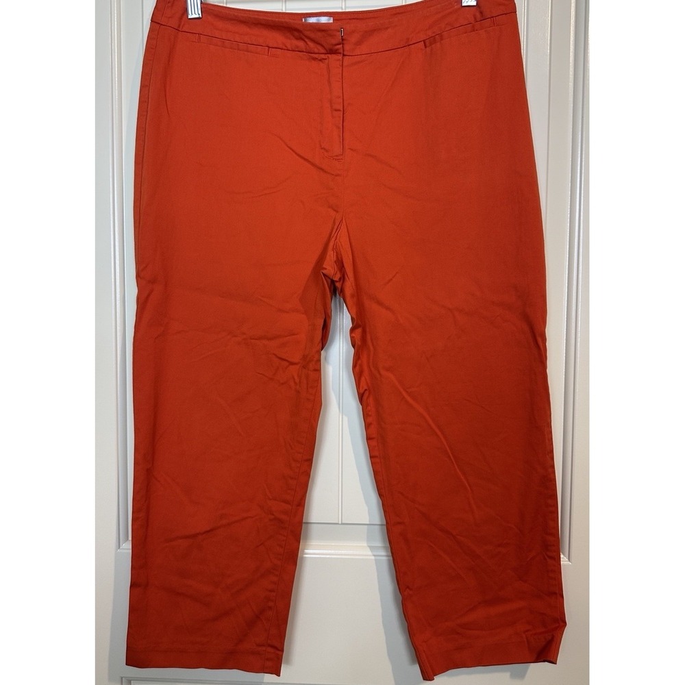 Chicos Cropped Pants Sz 2 US 12 red/orange Stretch High rise‎ lightweight beach